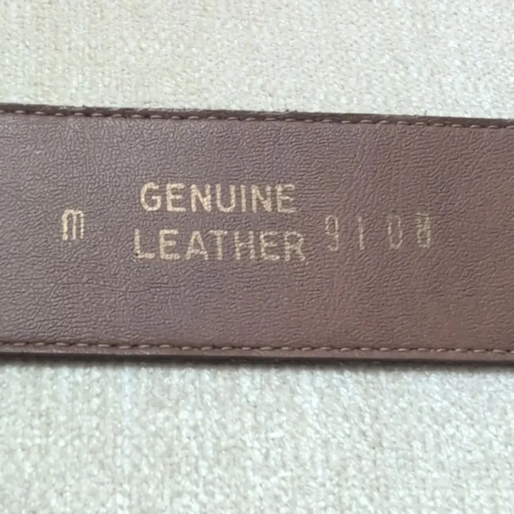 Genuine Leather Croc Embossed Brown Belt Gold & Silver Buckle and Tip Vintage